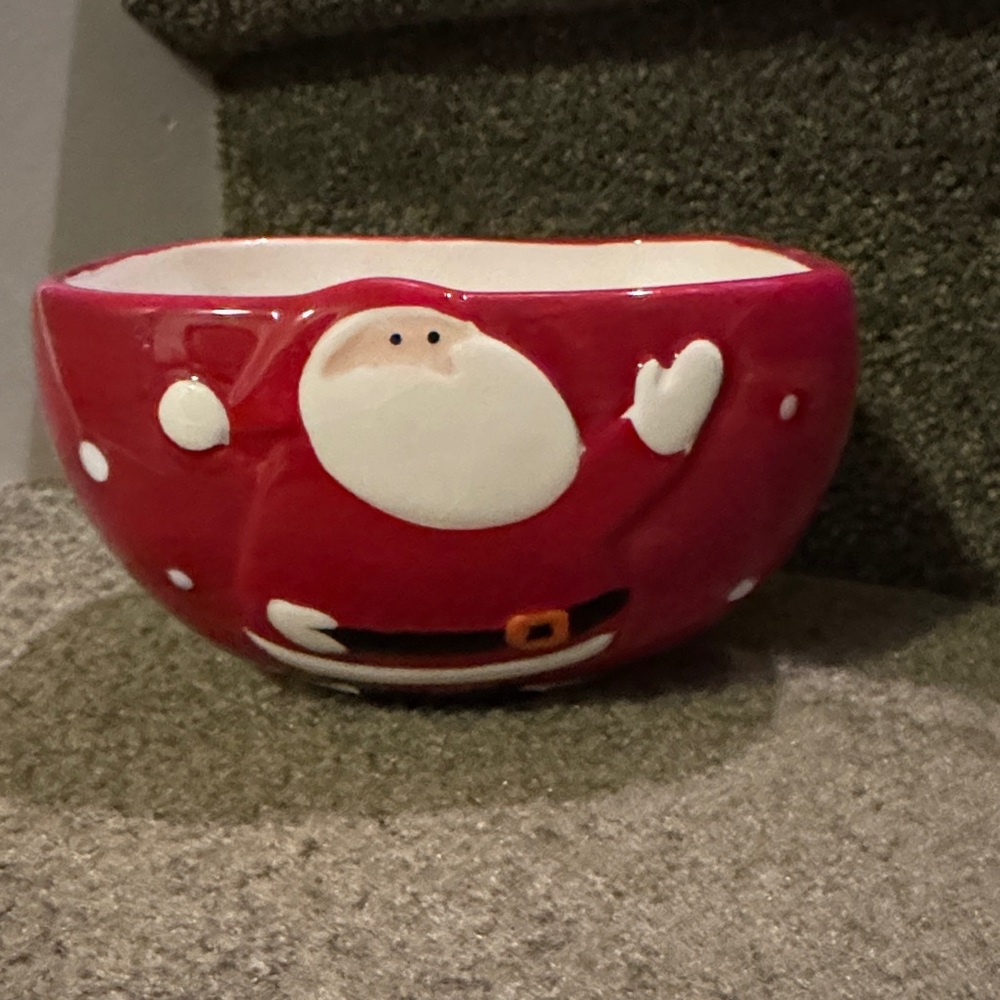 Santa Claus Holiday Bowl - Red and White